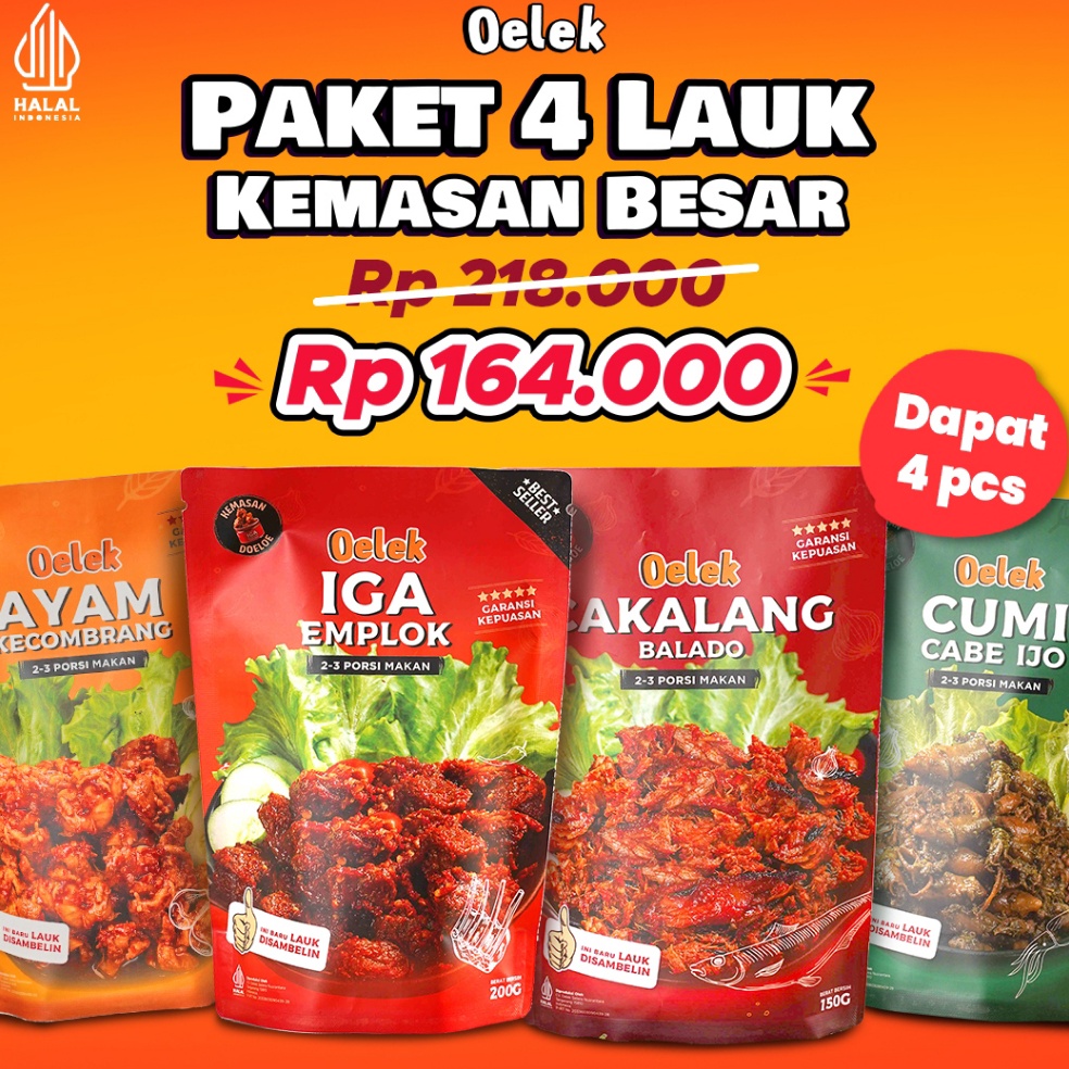 

Lagi murah CodeGg5G Oelek Paket 4 Laoek Iga Emplok Cakalang Balado Cumi Cabe Ijo Ayam Kecombrang Lauk Siap Saji