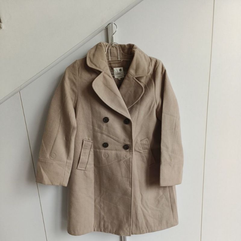 preloved jaket coat midi model A coklat muda earth music and ecology