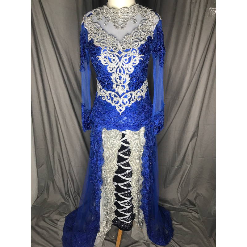 Kebaya Pengantin biru silver