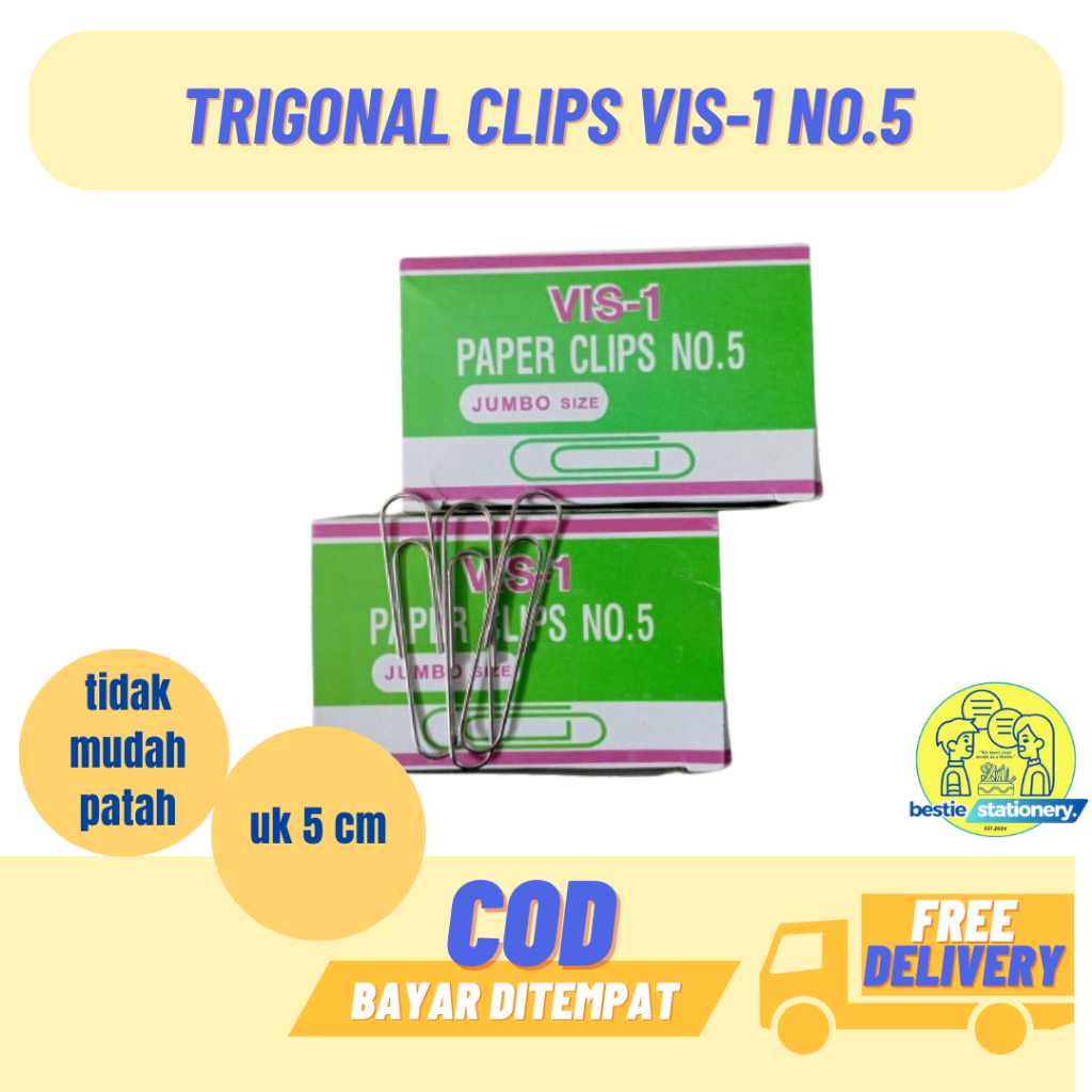 

PAPER CLIPS / KLIP KERTAS VIS-1 NO. 5 UKURAN JUMBO