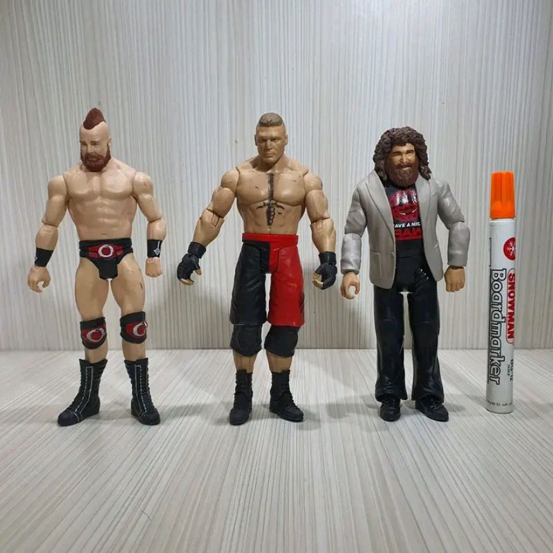 mainan wwe figure sheamus brock lesnar mick foley mankindwwe wrestling figuresmackdown basic mattel 