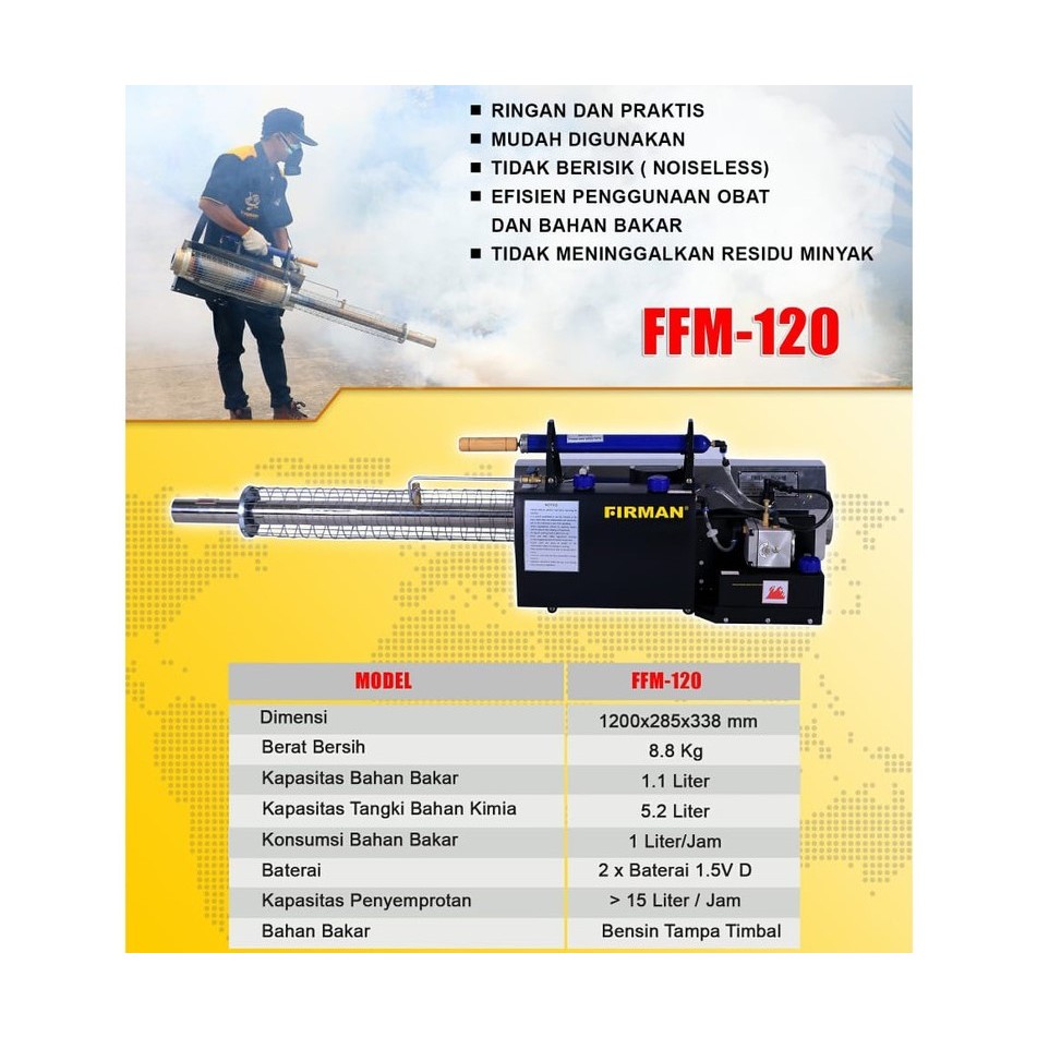 Mesin Fogging FIRMAN FFM 120 - FFM 180P Alat Semprot Nyamuk Fogger-Foging Asap FFM120 - FFM180P