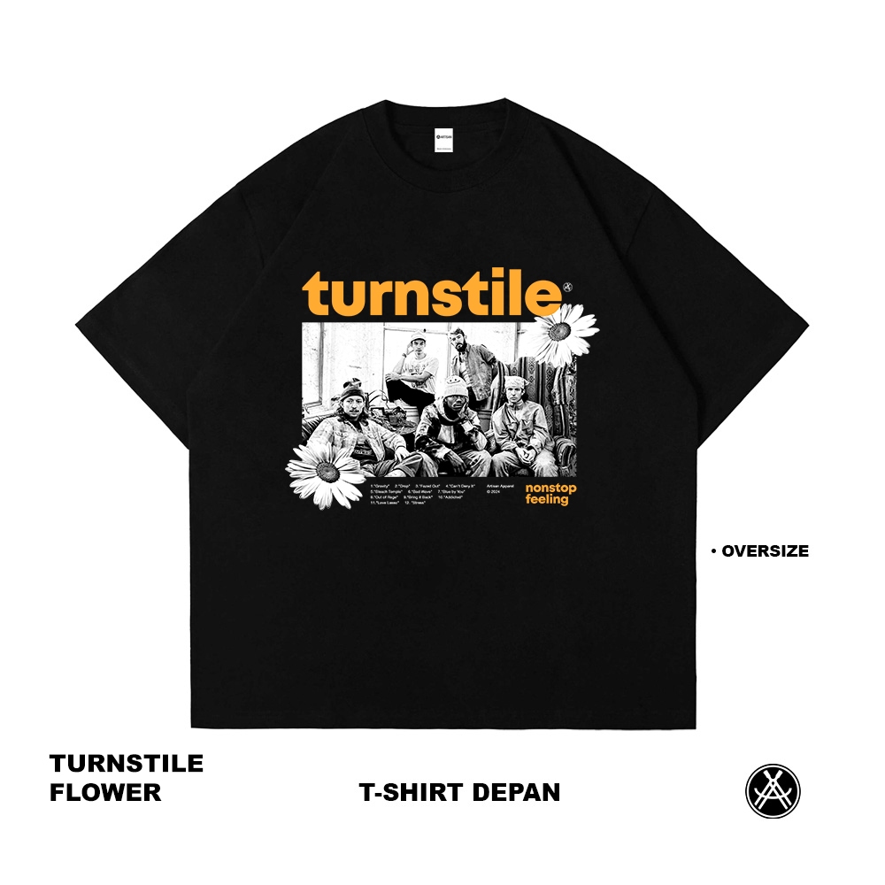Artisan T-Shirt Turnstile Flower Kaos Oversize Hitam Katun Combed