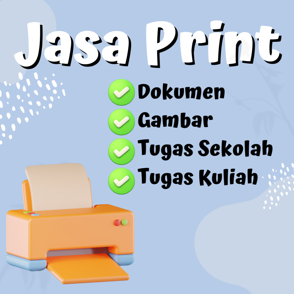 

Jasa print/cetak Kertas A4, F4, Dokumen, Buku, Makalah, Skripsi, Tugas, Soal dll