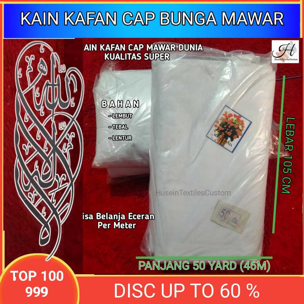 KAIN KAFAN CAP MAWAR DUNIA ECER PER METER KUALITAS TERBAIK KAIN  LEMBUT TEBAL DAN LENTUR