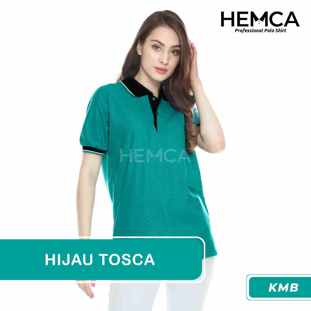 Kaos Polo Kombinasi Hijau Tosca - Hemca Professional Polo Shirt / Kaos Kerah Kombinasi