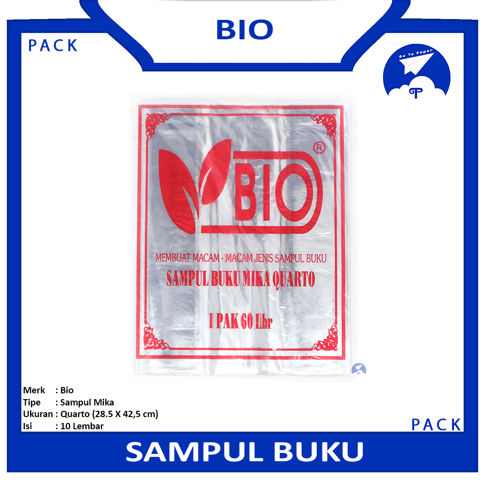 

BIO - Sampul Buku Plastik Mika Ukuran Kwarto 10 Lembar- Pack