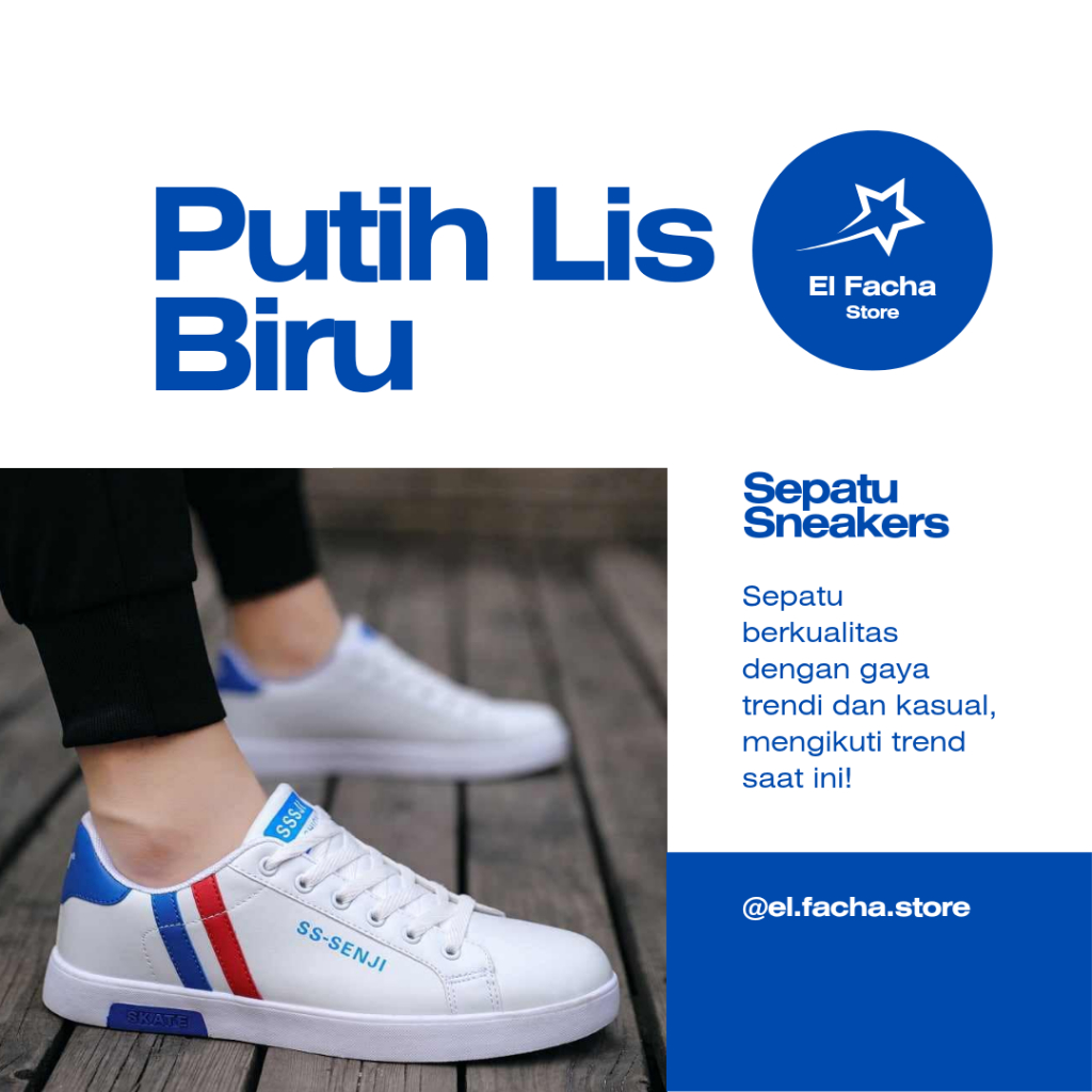 Sepatu Spatu Cowok Pria Sneaker Putih Kasual Keren