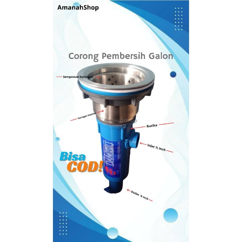 Corong Saringan Stainless Pembersih Galon Depot