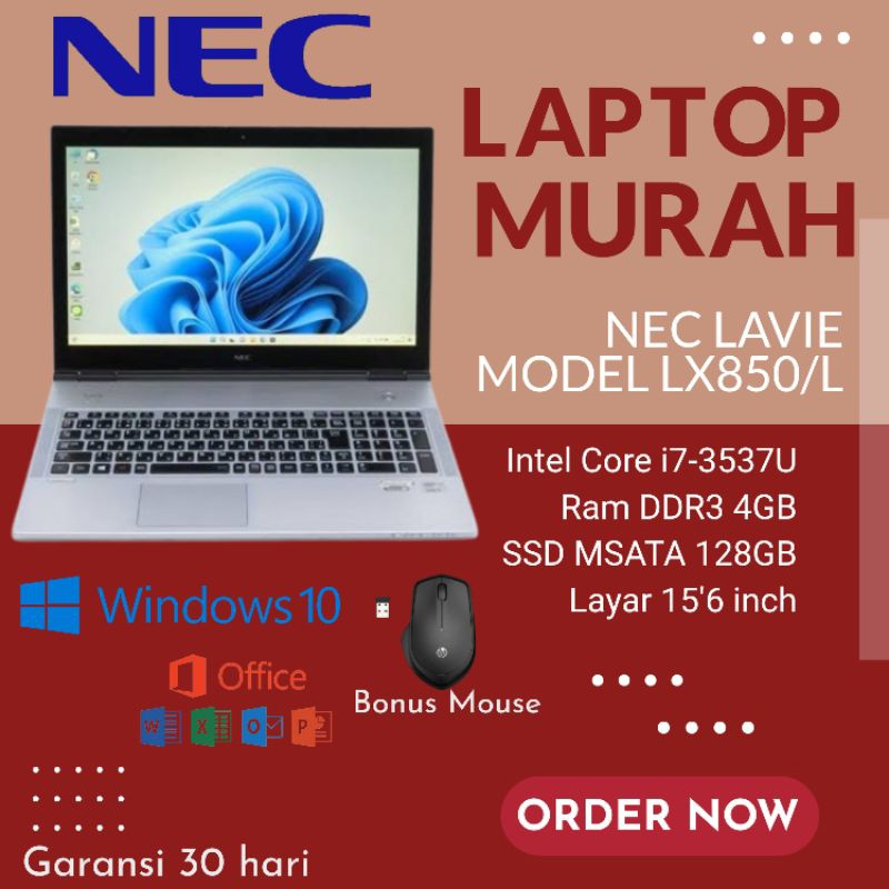 Laptop Bekas Core i7 layar 15'6 inch Nec Lavie LX850/L Second
