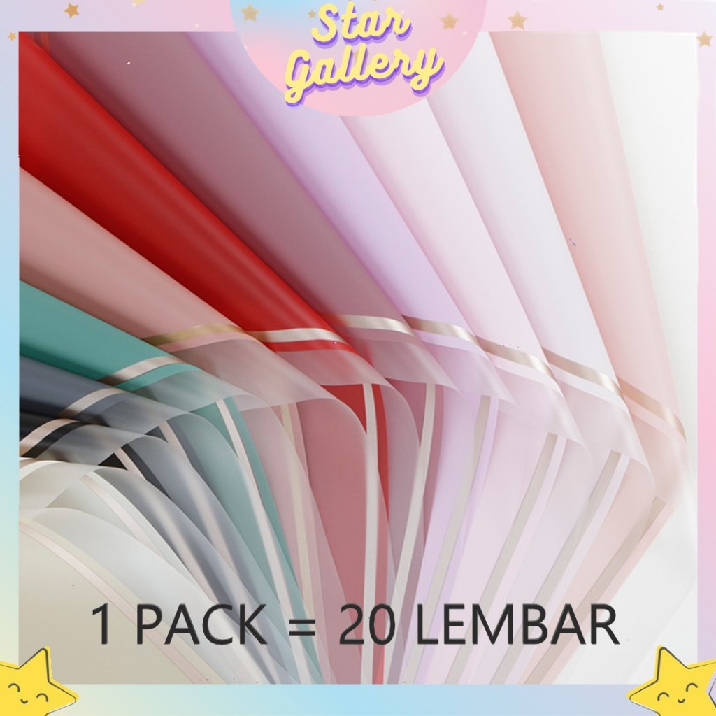 

(1 PACK = 20 LEMBAR) Kertas Bunga Buket Transparan List Gold Flower Wrapping Kertas Flower Wrapping Paper KB6013