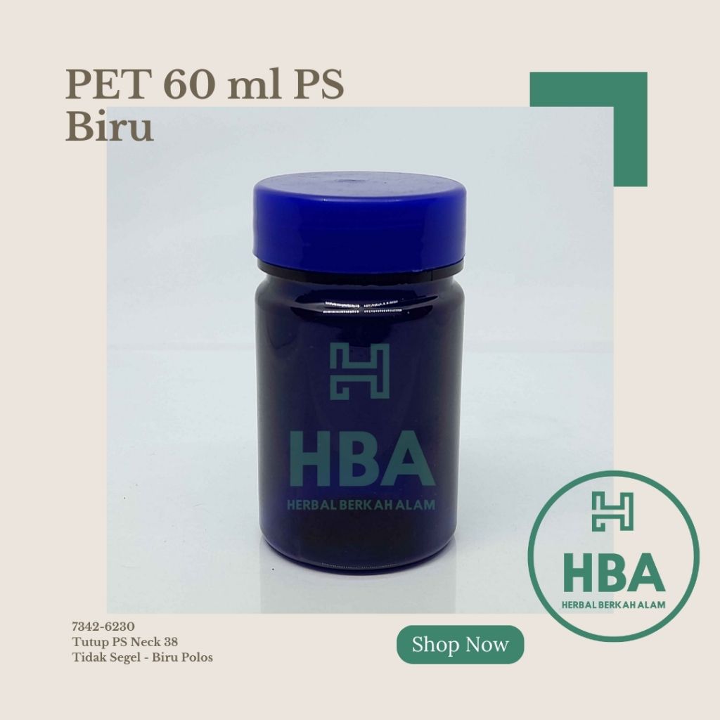 Botol Obat 60 ml Biru Tutup Biru Polos / Botol Obat / Botol Plastik / Botol Kosong / Botol Kapsul / 