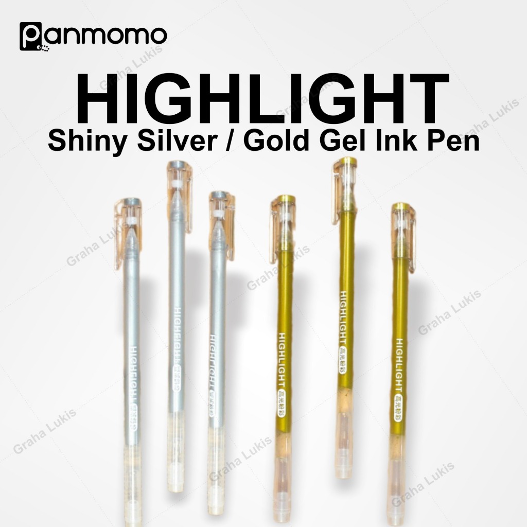 

Panmomo Highlighter Pen - Gel Ink Pen Shiny Gold / Silver