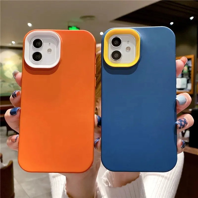 Case Silicone Candy Color 3 in 1 iPhone 15 14 Pro Max 13 12 11 10 XR XS 7+/8+ 7/8 Silicone Bumper Ca