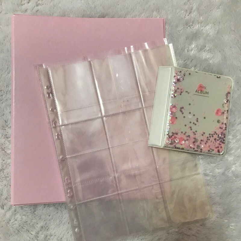 

[PRELOVED] Binder A4 Pink Bambi (bonus sleeve) dan Collect Book Pink Gliter