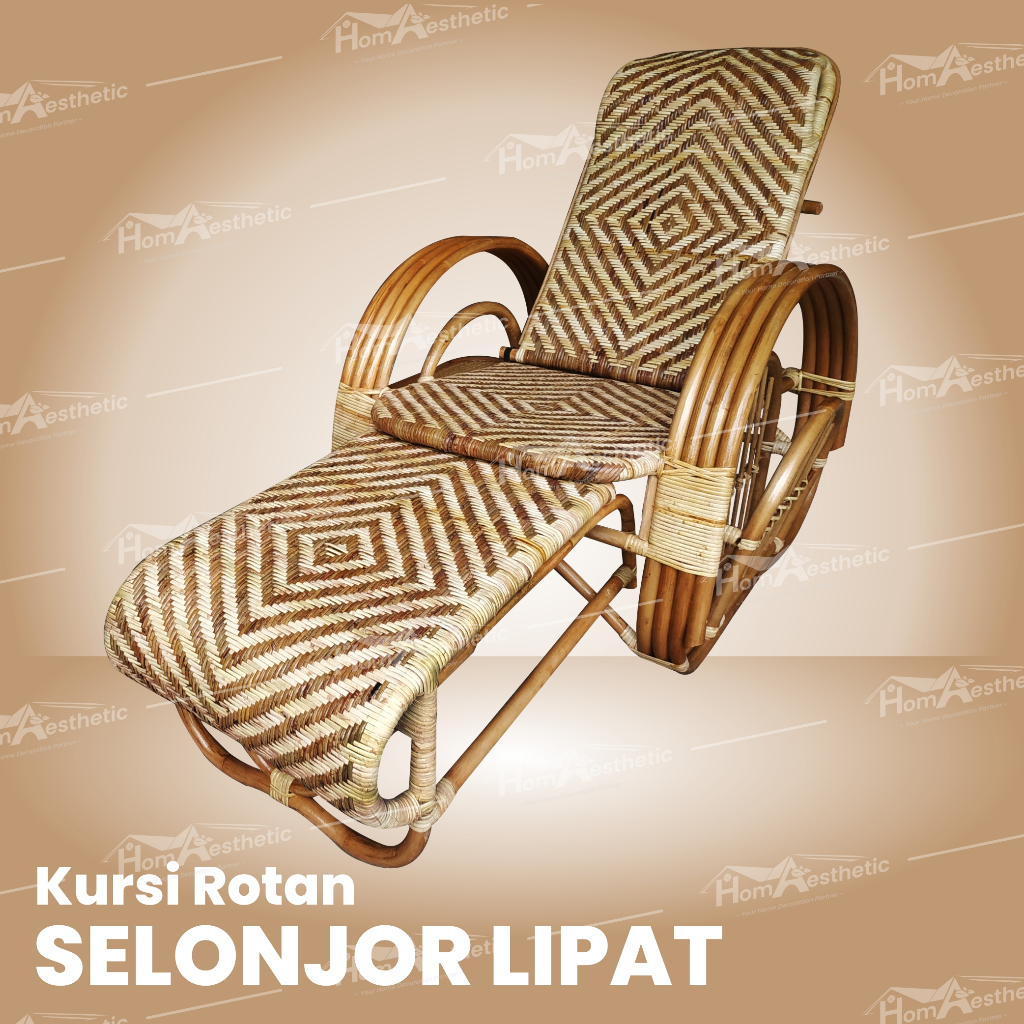 Kursi Santai Teras Lipat Goyang Dewasa Malas Selonjor selonjoran dari Rotan