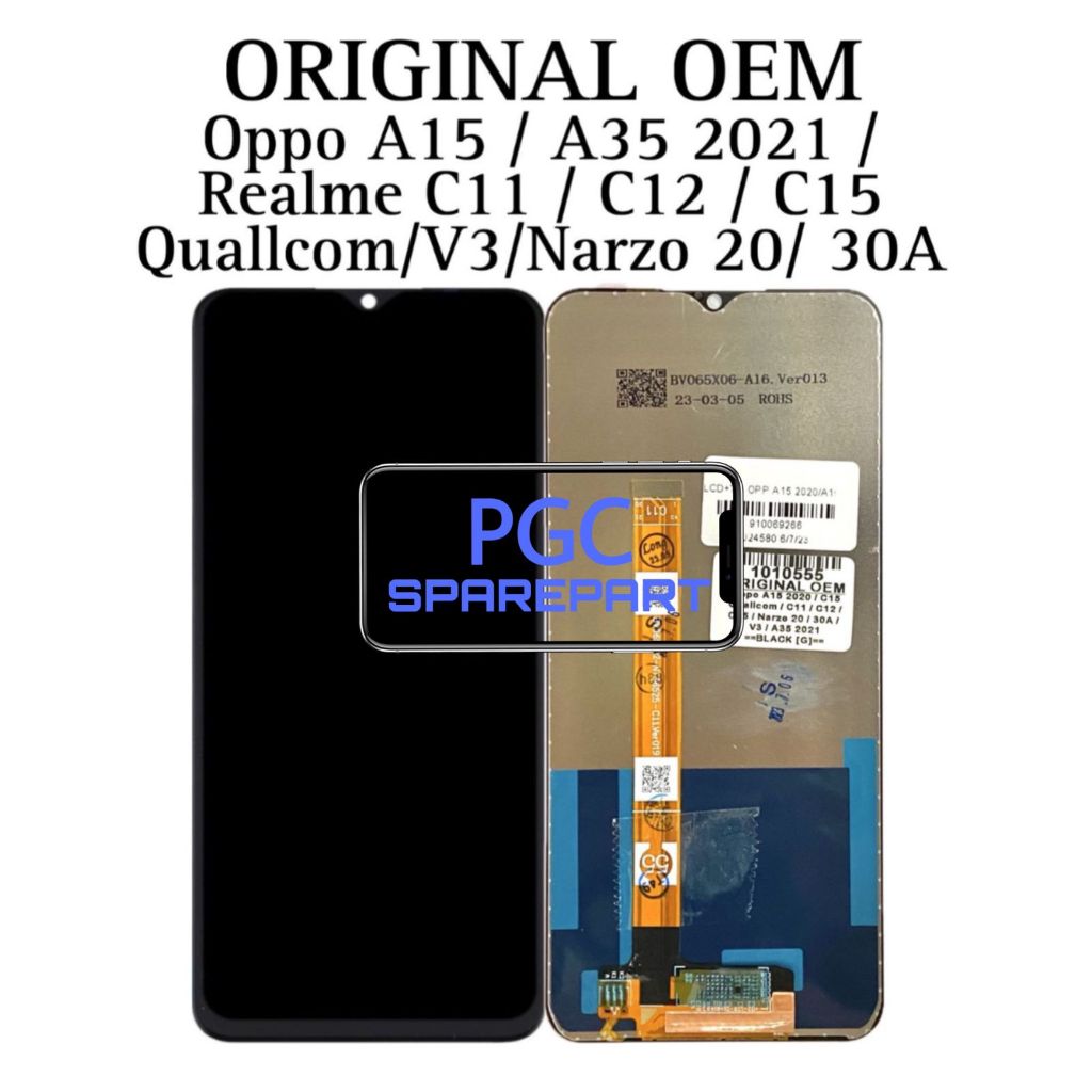 LCD Touchscreen Fullset Realme C11 / C12 / C15 / Narzo 20 / Narzo 30A / Q2i / A15 / A15s / A16e /