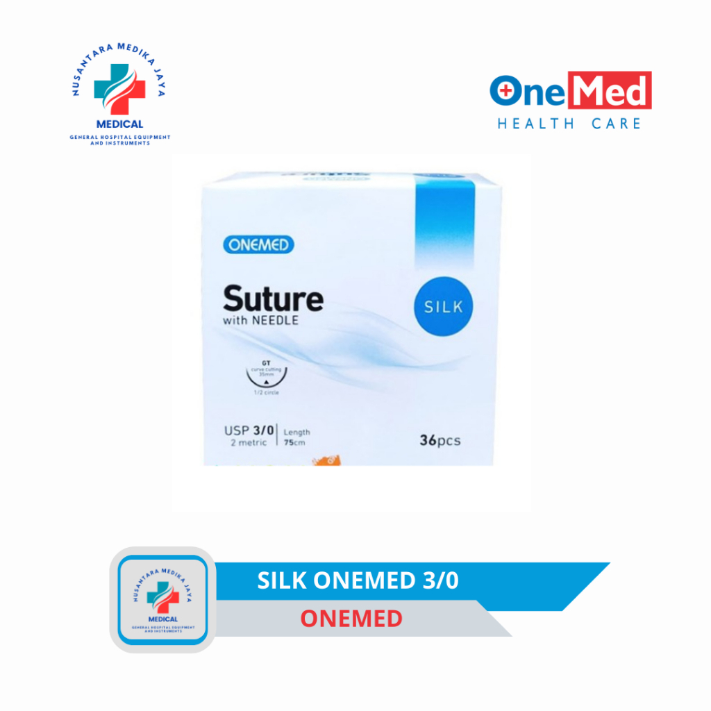 Silk Suture With needle 3/0 Onemed 2 metric isi 36 pcs