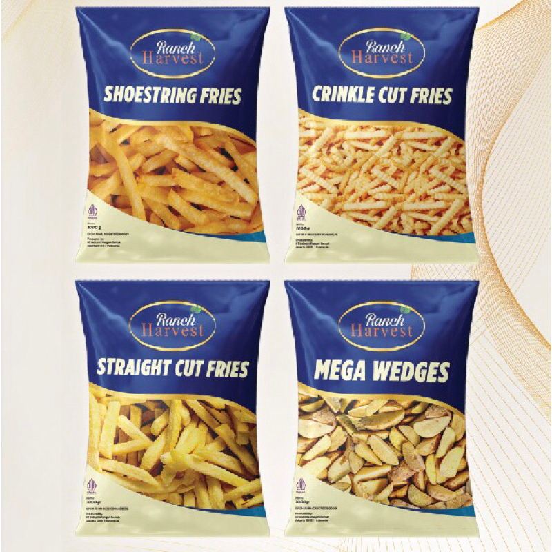 

Ranch Harvest Kentang Shoestring Crinkle Straight Wedges 1kg