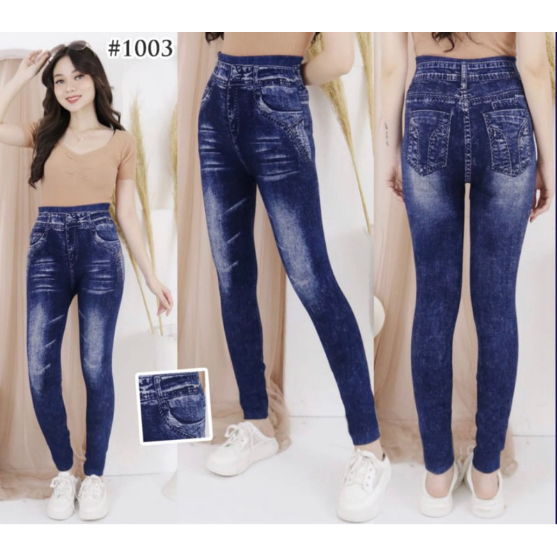 celana legging jeans import wanita / legging jeans denim import