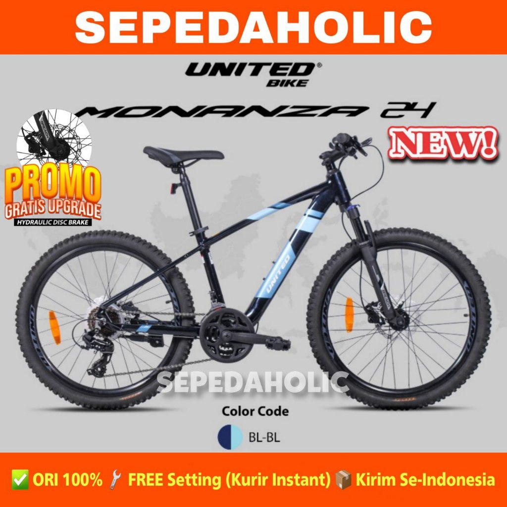 Sepeda Gunung MTB UNITED MONANZA Ukuran 24 Inch Alloy Rem Hidrolik