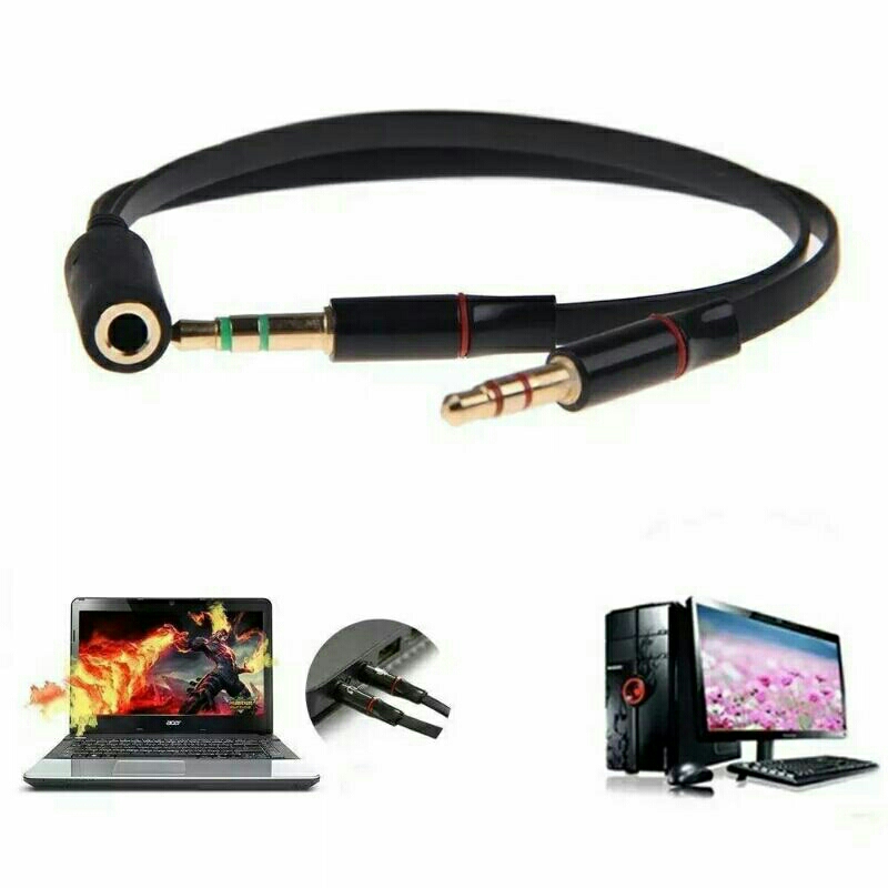 AUDIO MIC GAMING SPLITTER FOR PC SPEAKER LAPTOP HEADPHONE MOBILE