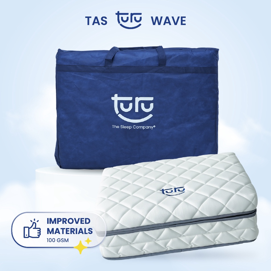 Keren abis Tas Bag Cover Kasur Lipat TURU Wave Spunbound Tebal  Dark Blue