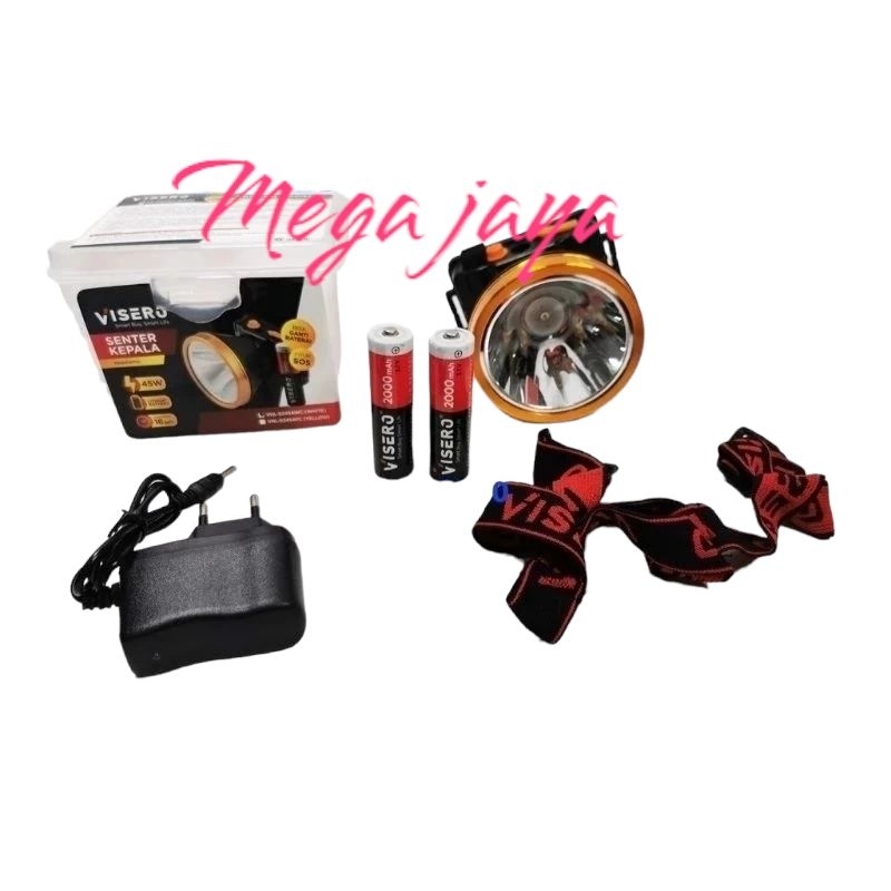 Senter Kepala 45W Visero 2 baterai bisa dilepas 18650 VHL 5245