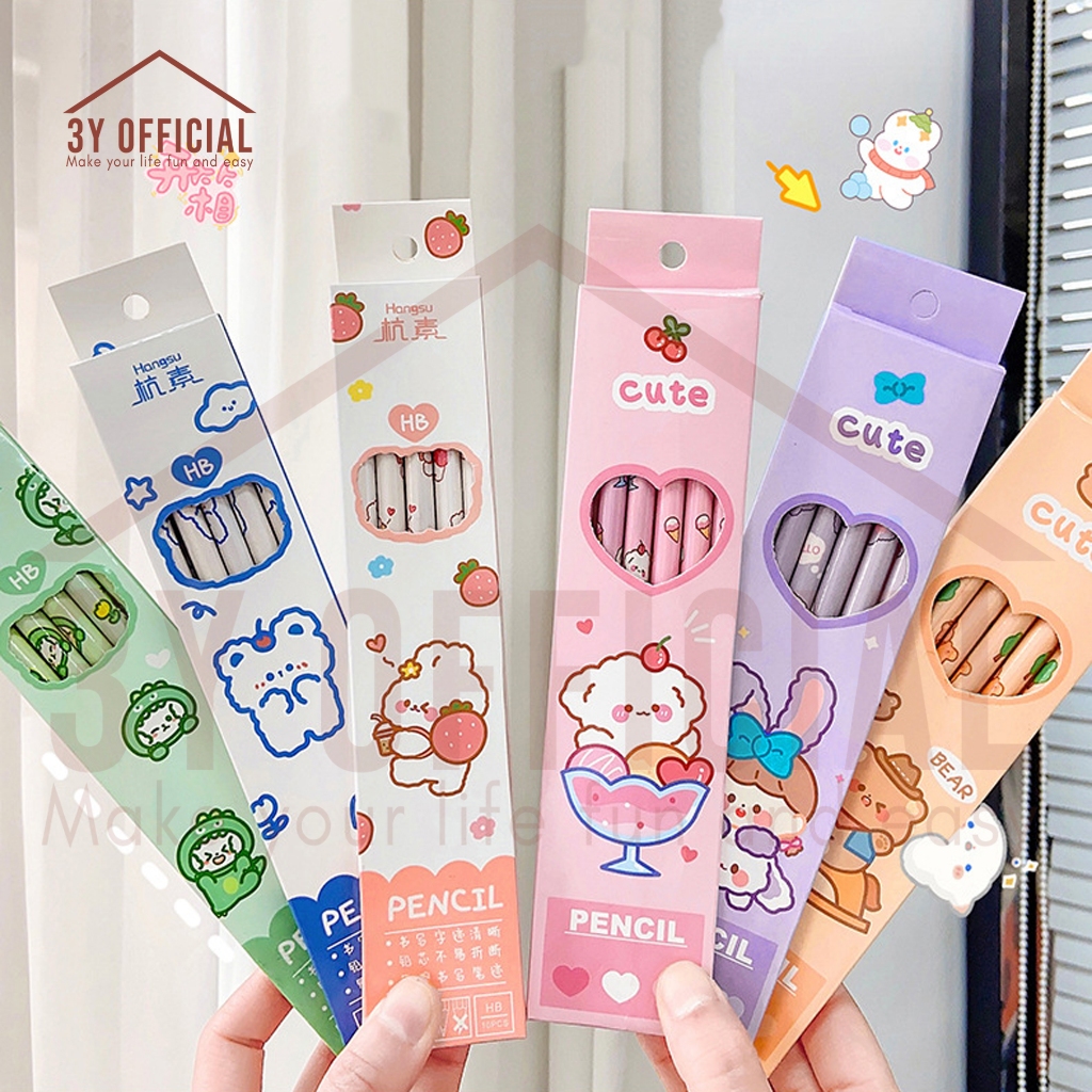 

3Y Pensil tulis HB ANAK SEKOLAH 1 set isi 10 pcs pencil karakter lucu cute
