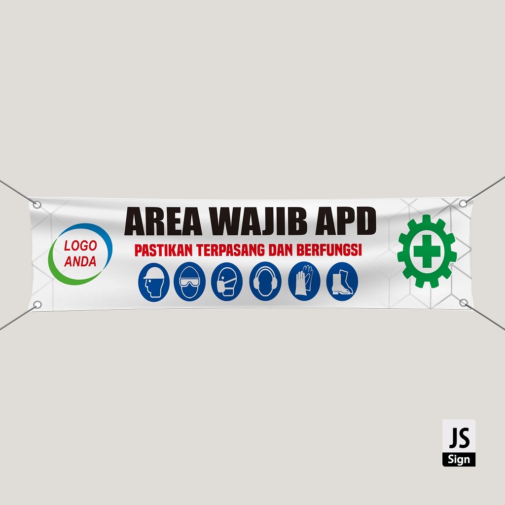 Spanduk Banner K3 Safety AREA WAJIB APD - GRATIS LOGO