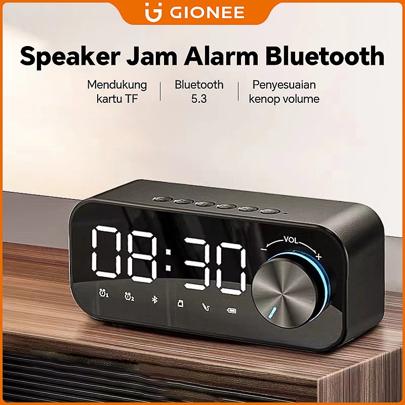 【95% Pengguna Memilih】Speaker Bluetooth Portabel Jam Alarm Tampilan LED Bluetooth 5.3 Speaker Mini N