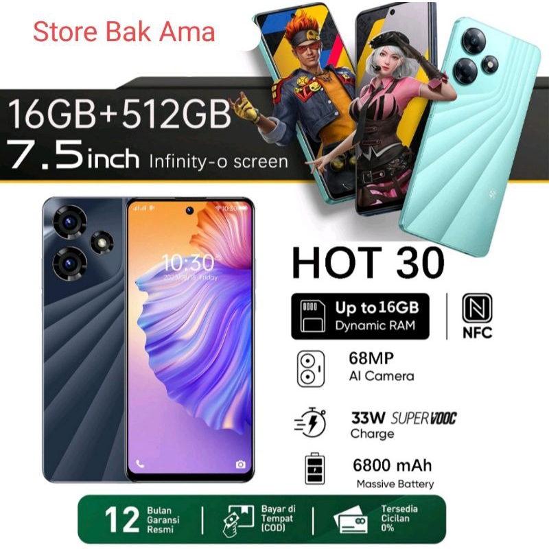 Hp hot 30 NFC 16/512Gb hp murah original new