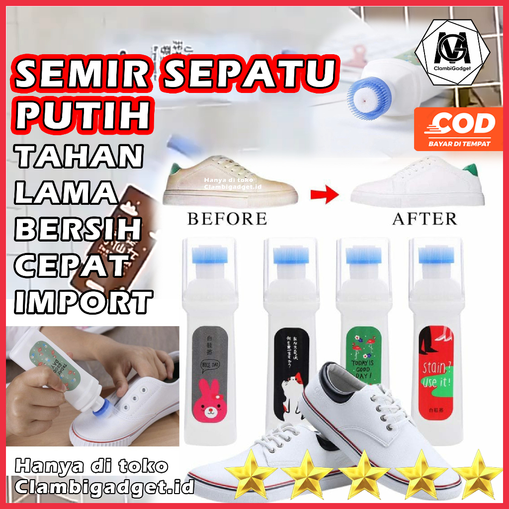 Semir Sepatu Putih Tahan Lama Import 100ml Cairan Pembersih Sepatu Warna Putih White Shoes Cleaner C