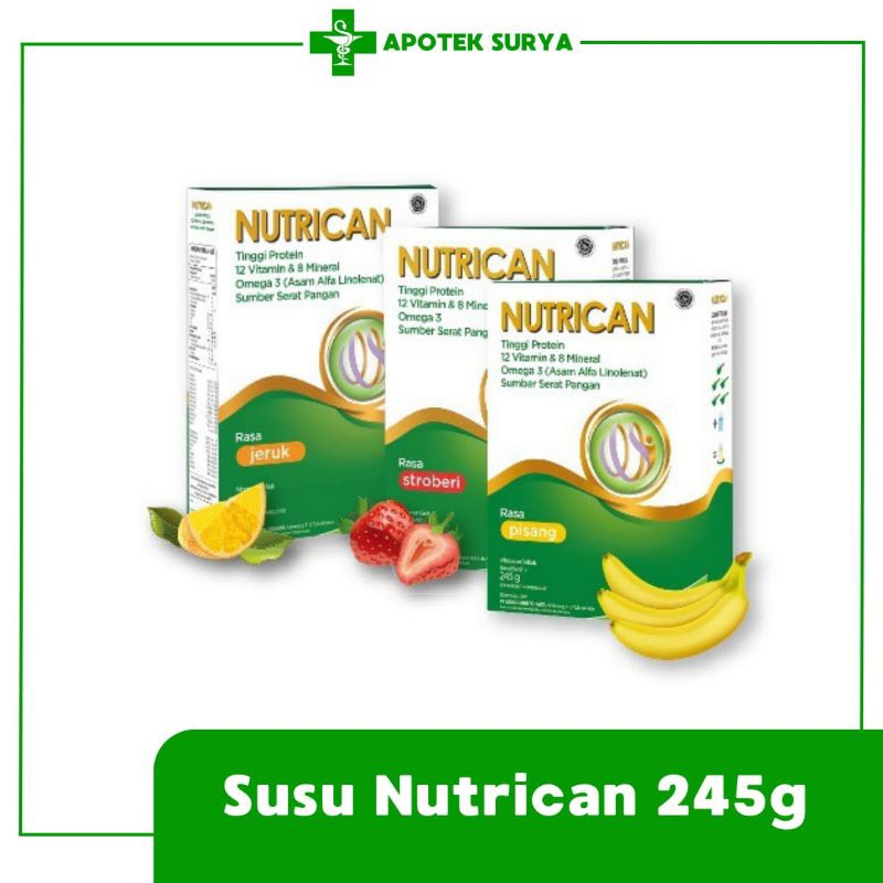 

Nutrican Susu Rasa Pisang / Jeruk / Strawberry 245 gram | Apotek Surya Semarang