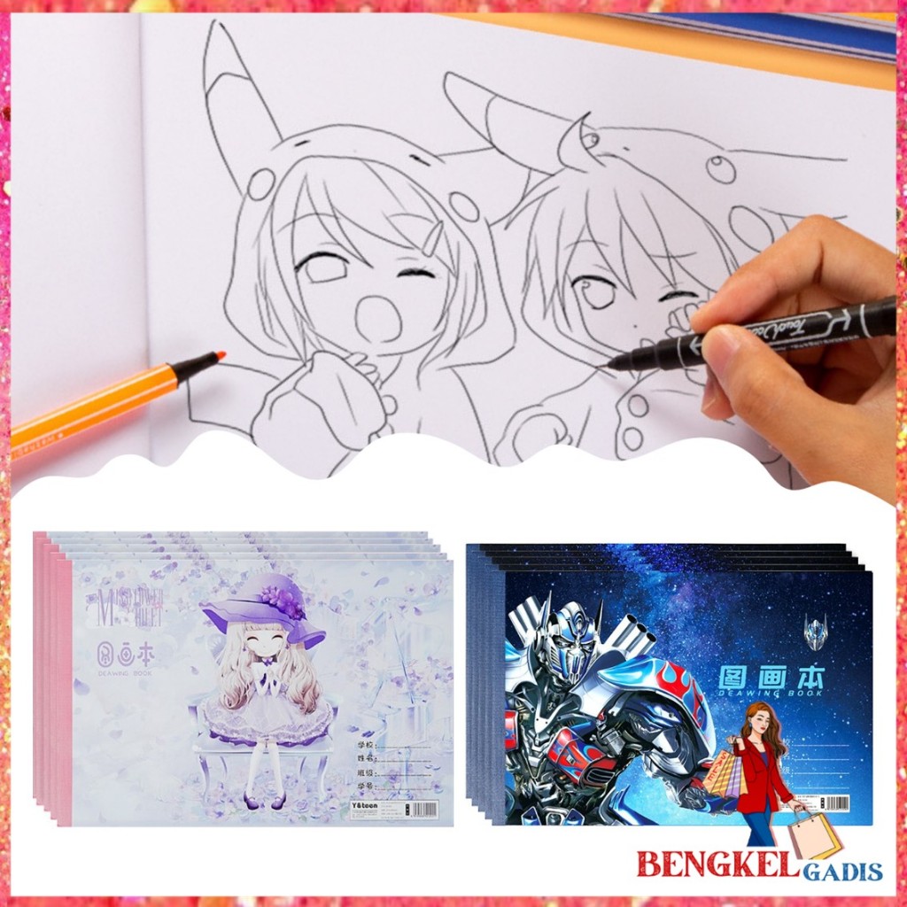 

BG Buku Gambar Karakter Isi 20 Lembar Drawing Book Anak B5 Tebal Tidak Tembus Kertas Gambar Mewarnai Robot Animasi PaintingBook Princess