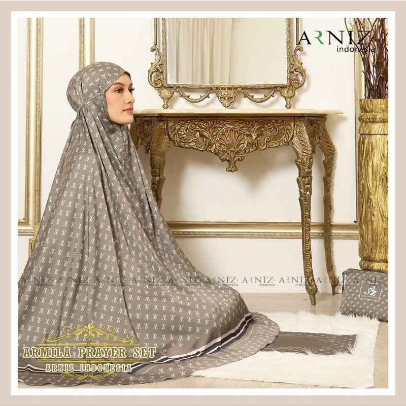 ARMILA PRAYER SET ( Sajadah travel, pouch, mukena & rok ) ORI by ARNIZ COLLECTION_READY SIAP KIRIM