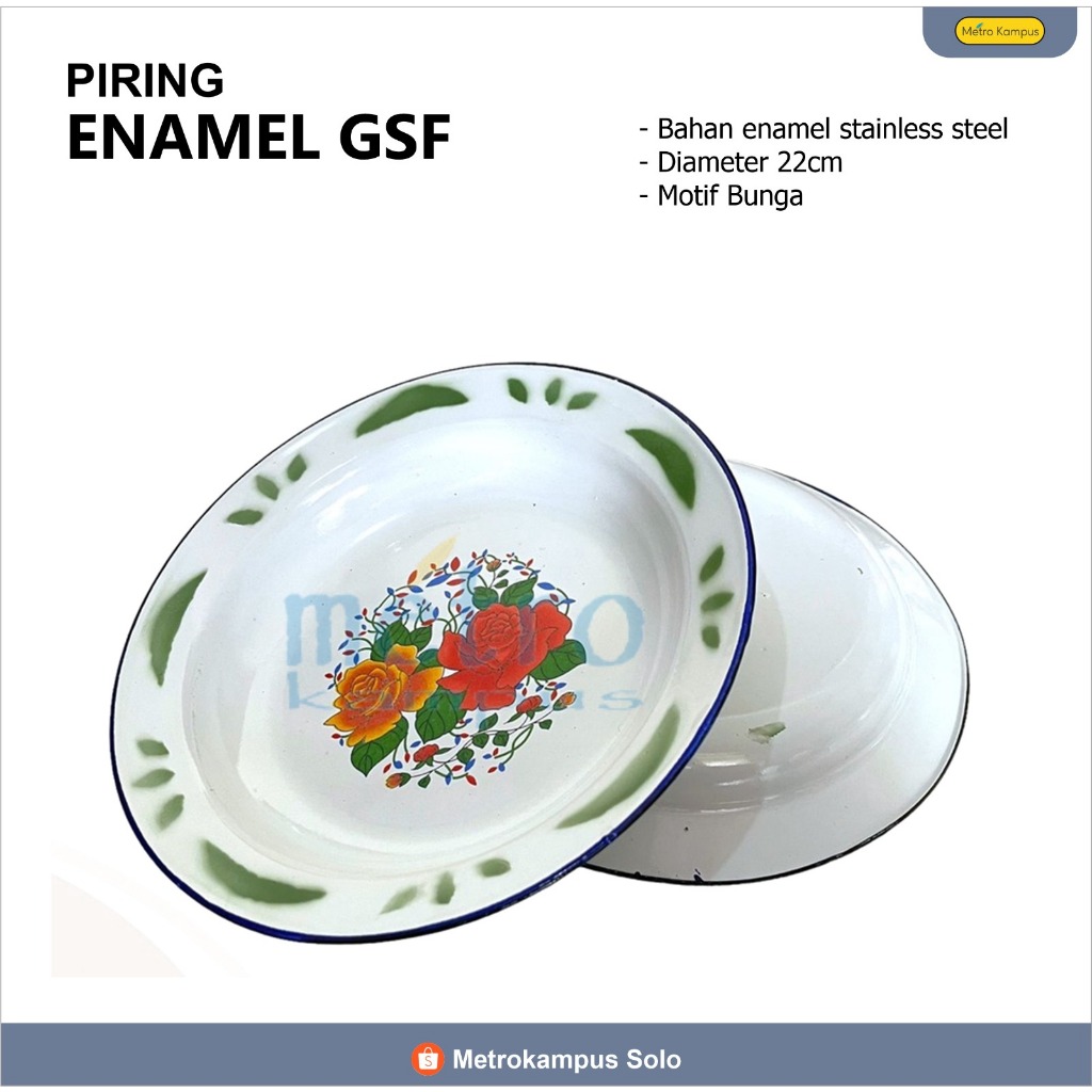 Piring Seng 4922 GSF | Piring Seng Jadul Piring Enamel Piring Blirik 22cm