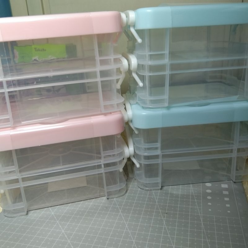 [READY] Storage Box 2 Tingkat Pink Biru Mr.DIY