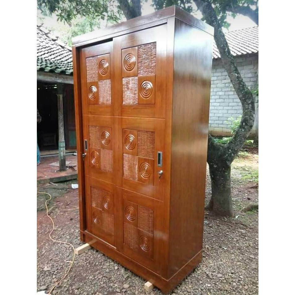 Promo Lemari Pakaian Minimalis Jati / lemari pakaian jati minimalis / lemari jati minimalis sliding