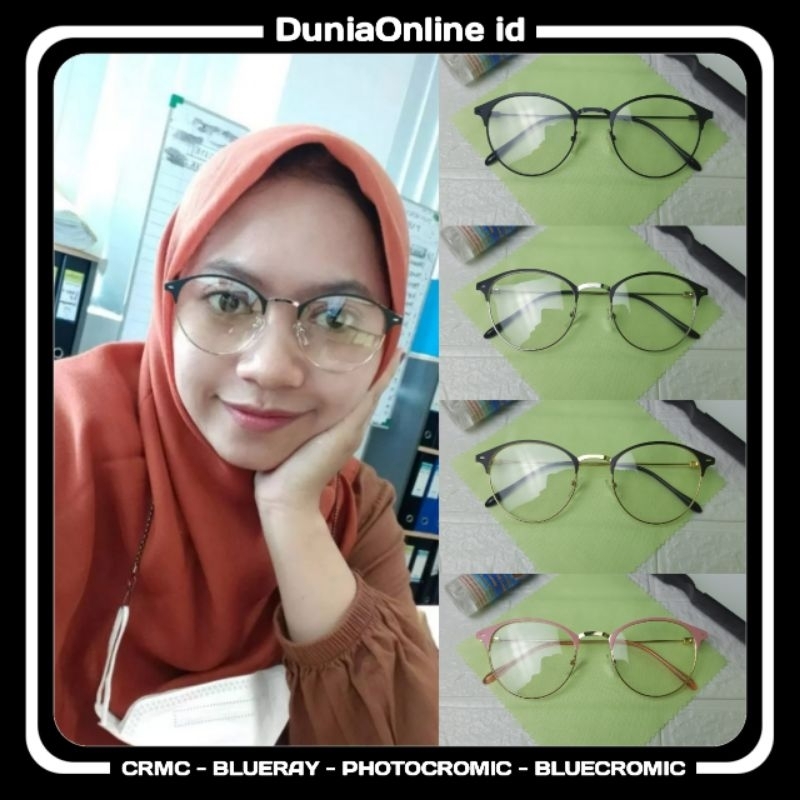 Kacamata Bulat Frame Besi Ringan Warna Pilihan Laki-Laki Perempuan Lebar 13.9cm Tinggi 4.7cm - 1920