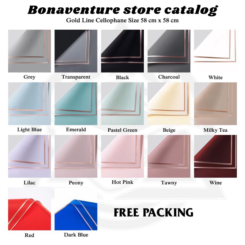 

flower wrapping gold line kertas cellophane kertas buket bunga