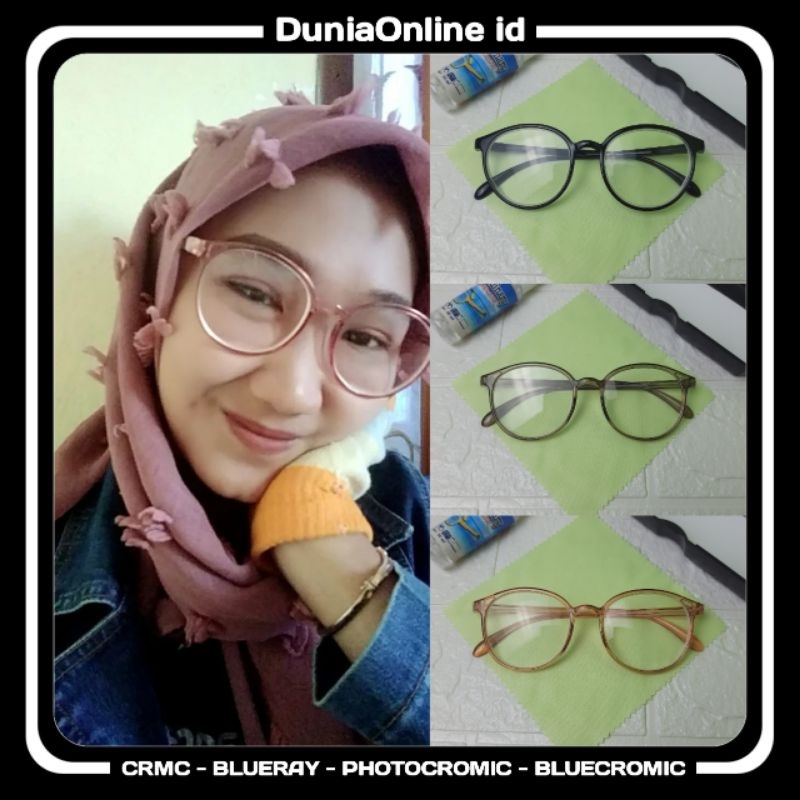 Kacamata Bulat Model Korea Frame full Plastik Warna Pilihan Lebar 13.5cm Tinggi 4.8cm - 1907