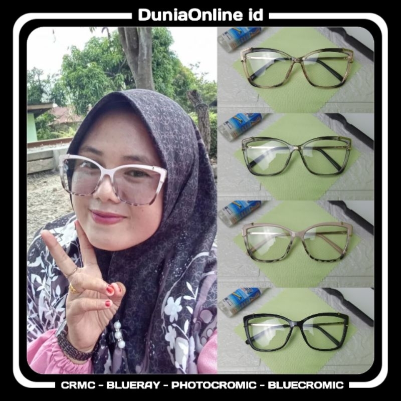 Kacamata Cat Eye Frame Tebal Perpaduan Engsel Peer Warna Pilihan Lebar 13.9cm Tinggi 4.9cm - 87806