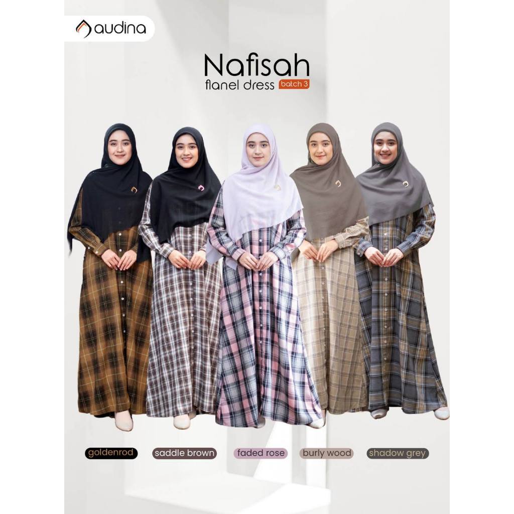 Nafisah Flanel Dress Original by Audina || Baju Gamis Kemeja Wanita