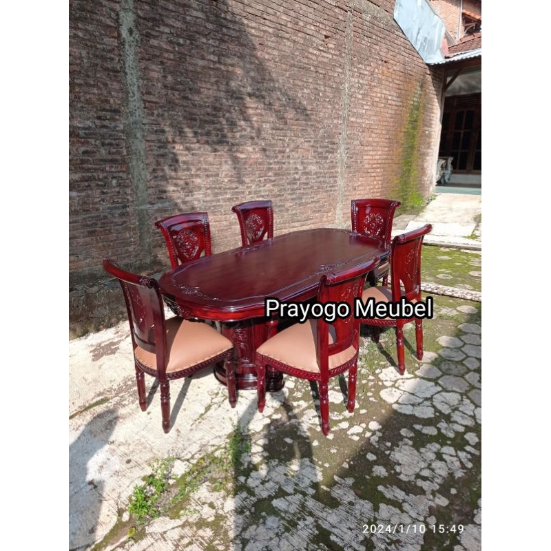 kursi meja makan Salina kayu jati ukiran Jepara kursi cafe antik jati