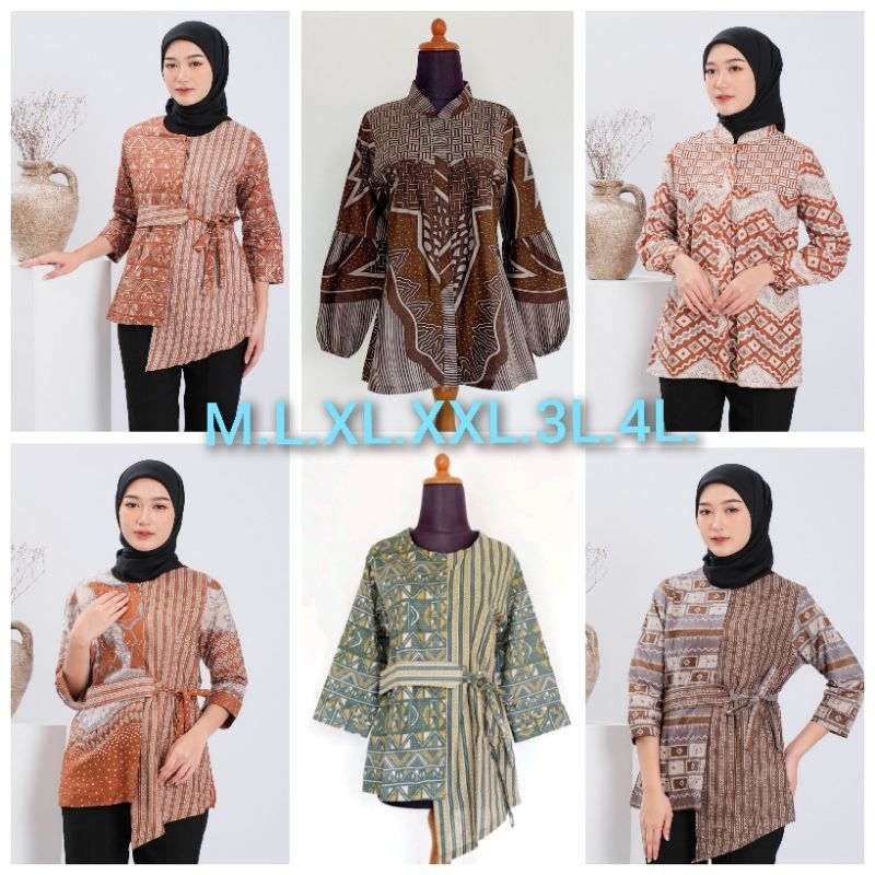 Baju Batik wanita modern terbaru kerja lengan panjang pendek Batik kantor