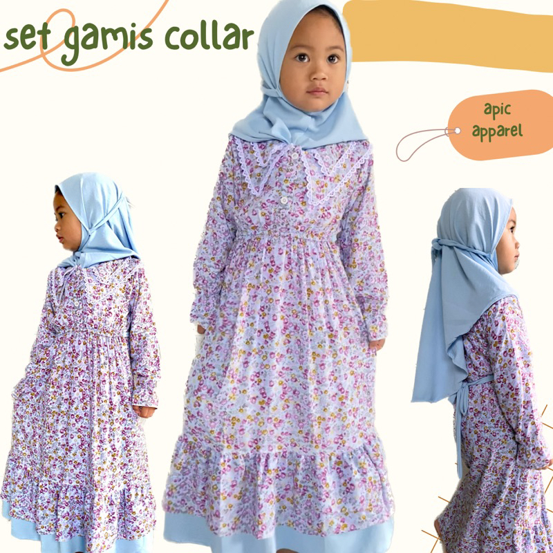 gamis anak perempuan, gamis bunga, gamis kerah sailor,gamis korea anak, gamis anak korea, gamis katu