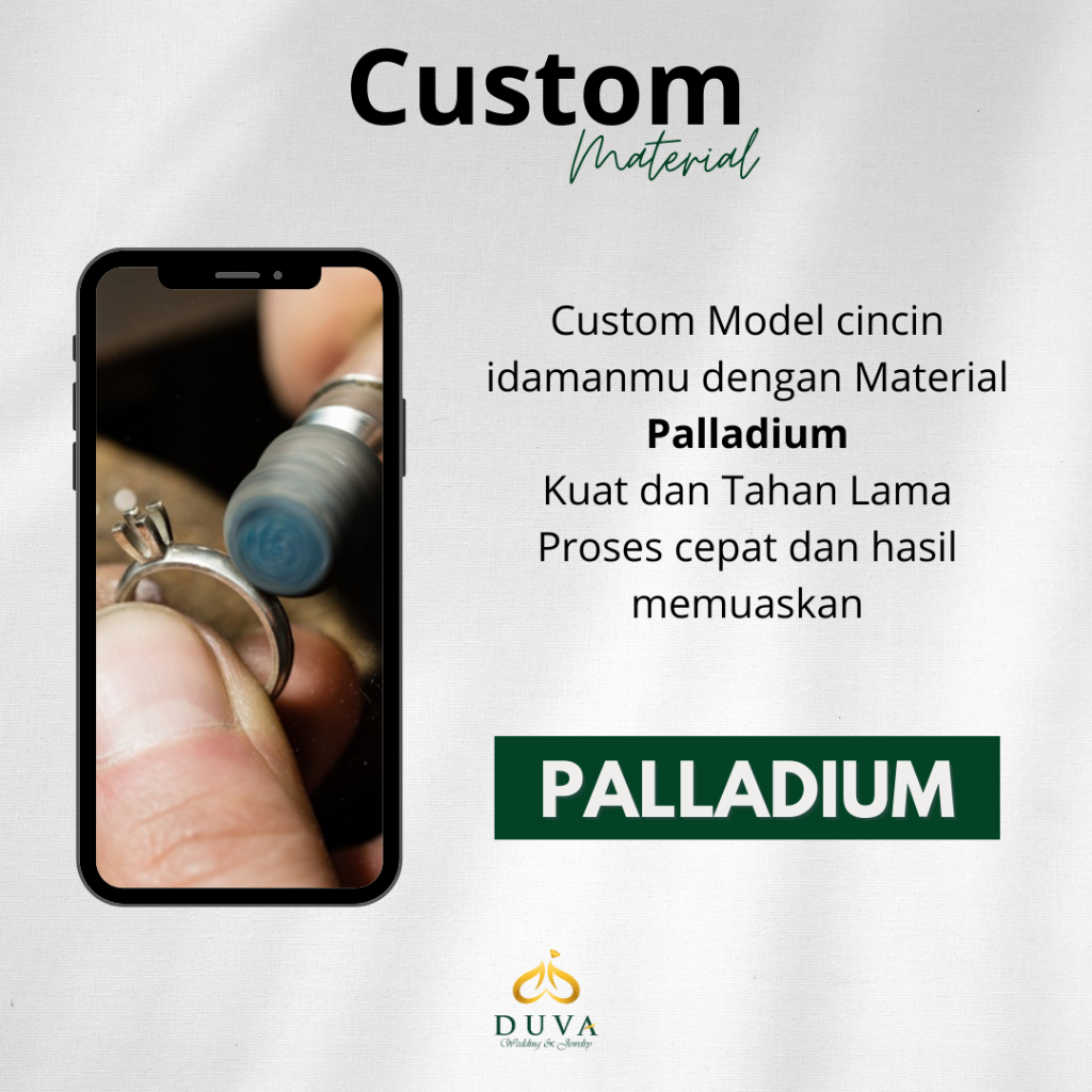 Custom Model Material Palladium / Paladium - Cincin Couple Single Pria Wanita Kawin Nikah Tunangan