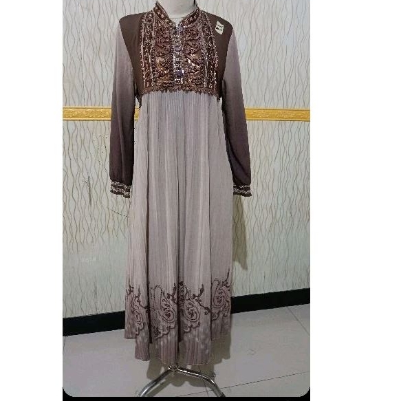 DRES MUSLIM. PAYET BORDIR BAHAN KAOS MIX PLISKET LD 104 PB 118