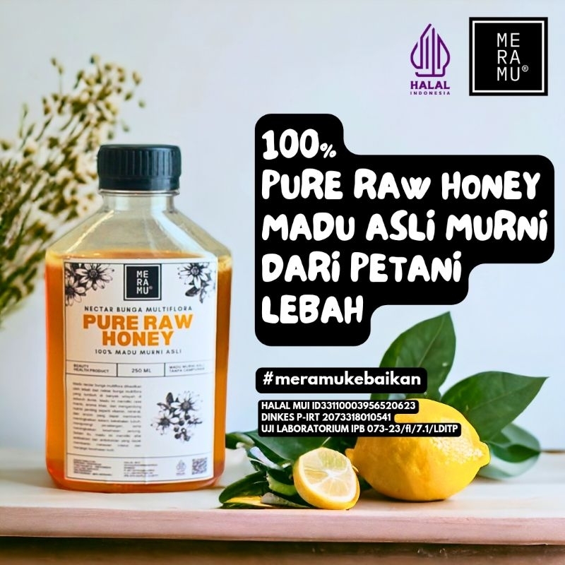 

Madu Murni Meramu Multiflora Pure Raw Honey 350Gr Halal Indonesia Lolos Uji Lab IPB Langsung Dari Peternak Lebah